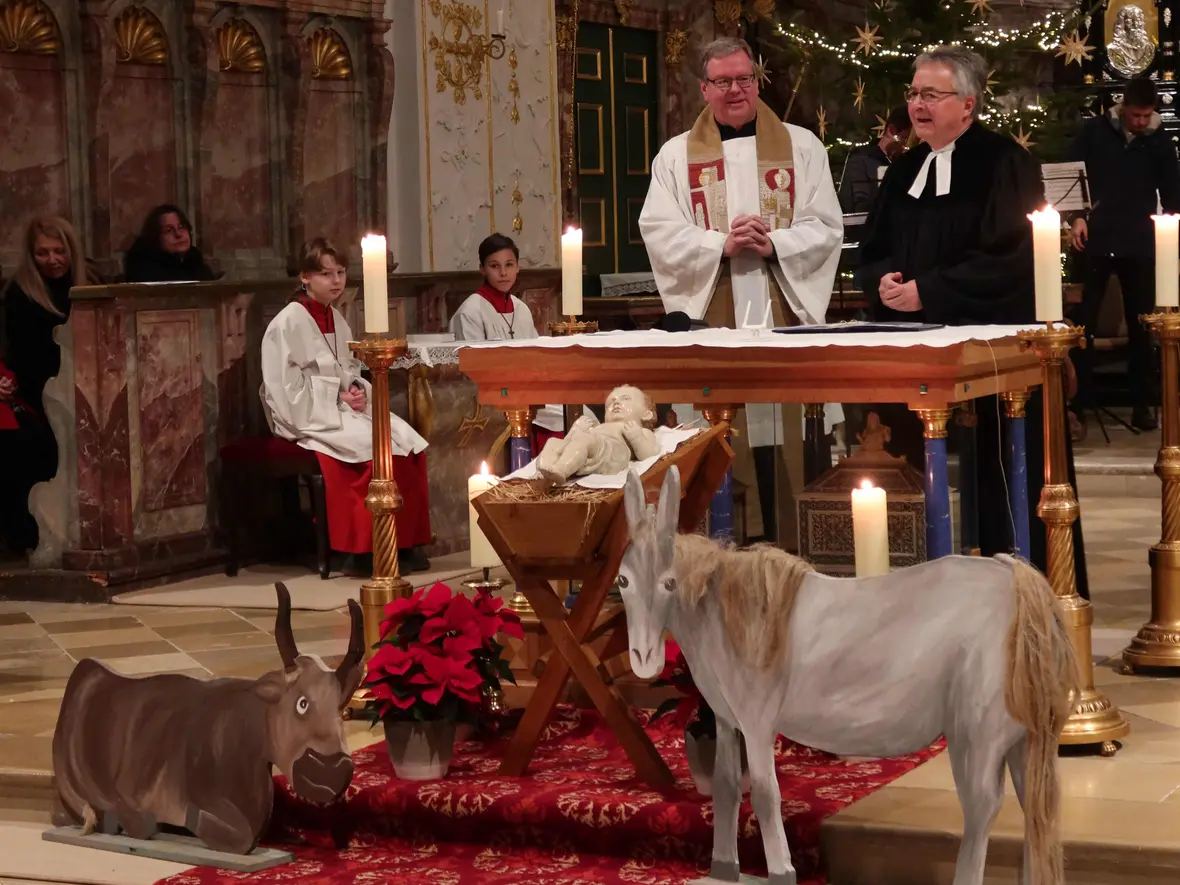 Die ökumen. Christgeburtsfeier - ein Gemeinschaftswerk von Stadtpfarrer Herbert Kohler und Pfarrer Steffen Schiller 