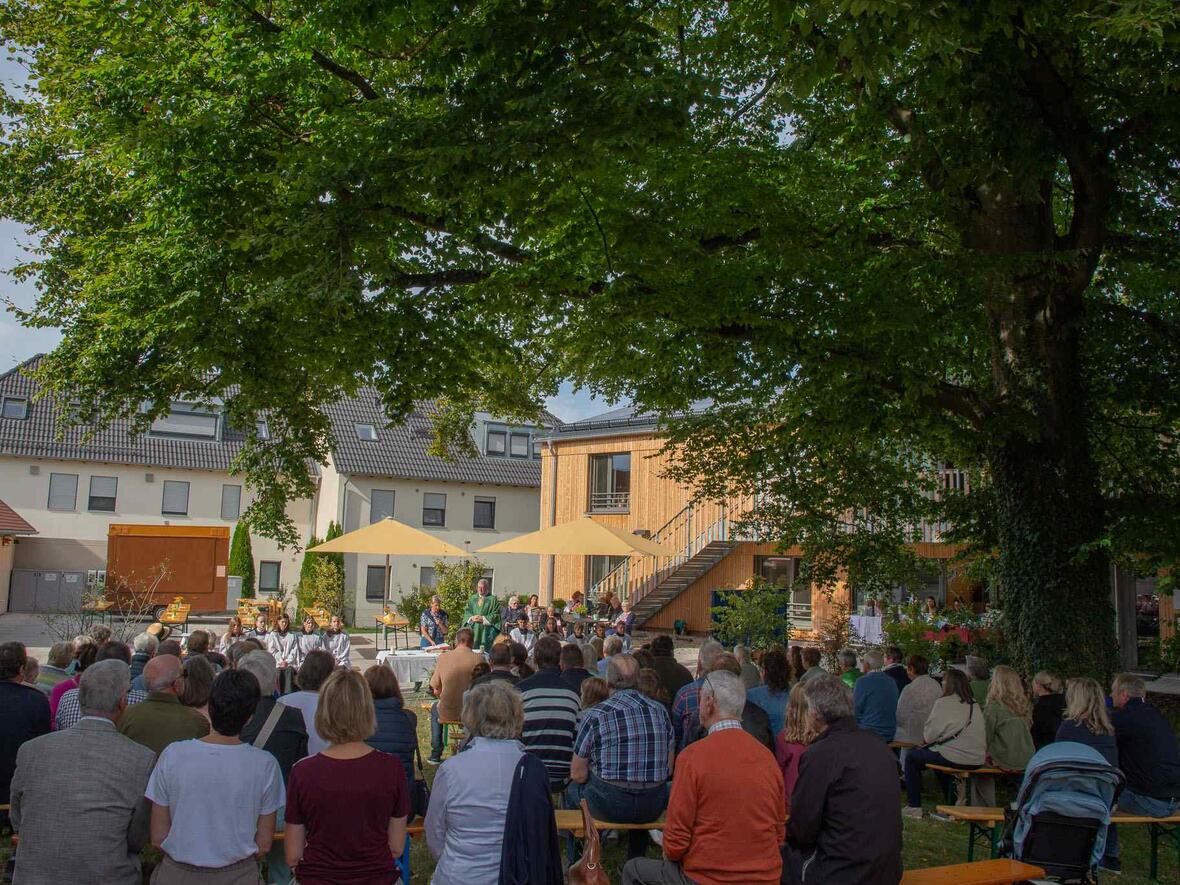 Der wuchtige Baum im Pfarrgarten - Sinnbild, wie wir alle unter dem Schutz Gottes stehen.